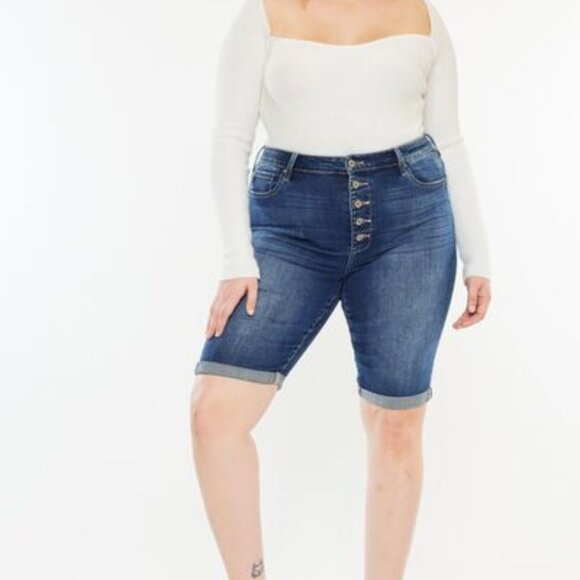 Hazel Blues® |  Kancan Cat's Whiskers Button Fly Denim Shorts - Picture 12 of 14